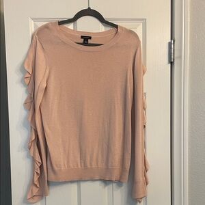 Halogen Pink Ruffle Sleeve Sweater